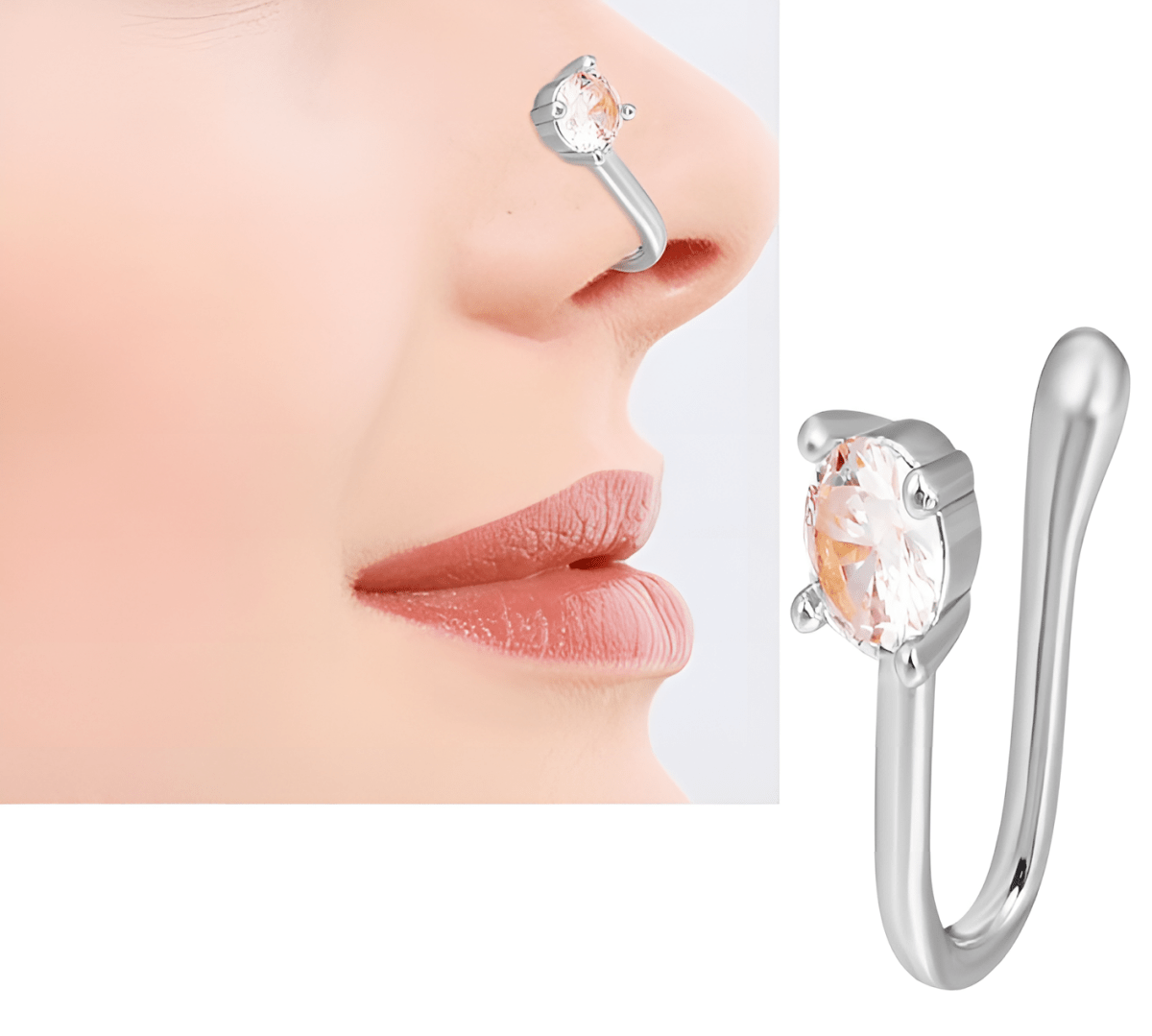 Non Piercing Adjustable Thin Clip On Nose Pin Elegant Nostril Body Piercing Jewelry - Hanaya Store