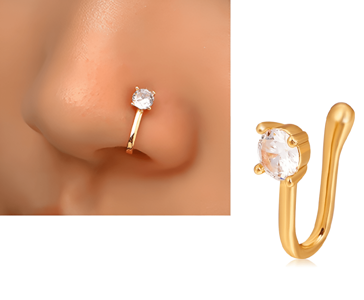 Non Piercing Adjustable Thin Clip On Nose Pin Elegant Nostril Body Piercing Jewelry - Hanaya Store
