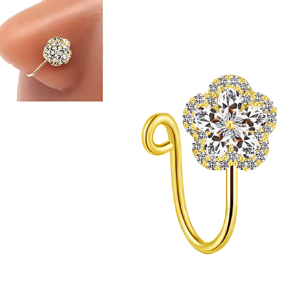 Non Piercing Crystal Nose Ring Adjustable Clip On Nose Pin Body Jewelry – Nose Jewelry Online in Pakistan | Hanaya