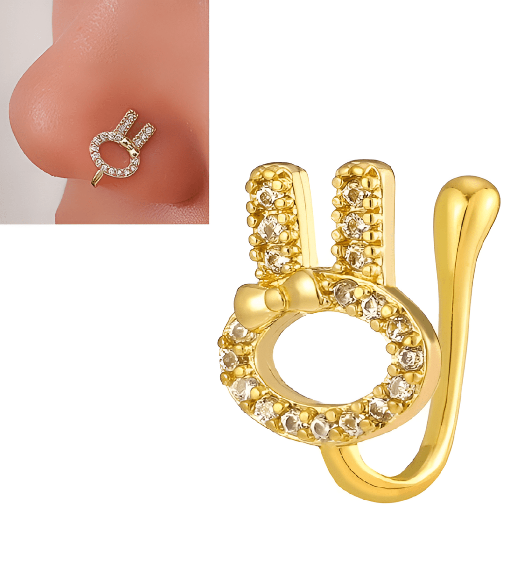 Non Piercing Crystal Nose Stud Adjustable Clip On Nose Pin Body Piercing Look - Hanaya Store