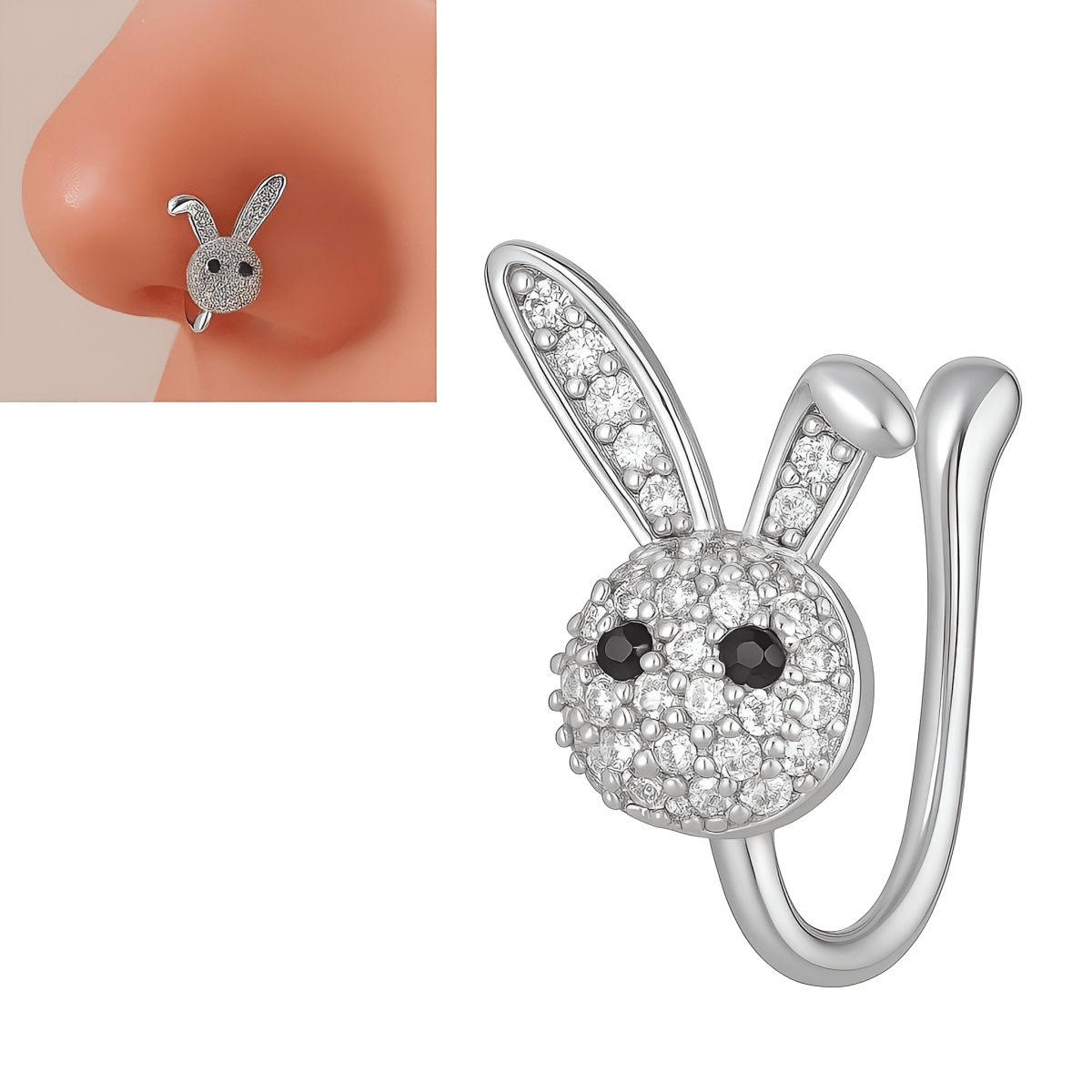 Non Piercing Elegant Nose Ring Adjustable Clip On Nose Pin with Sparkle Stone - Hanaya Store