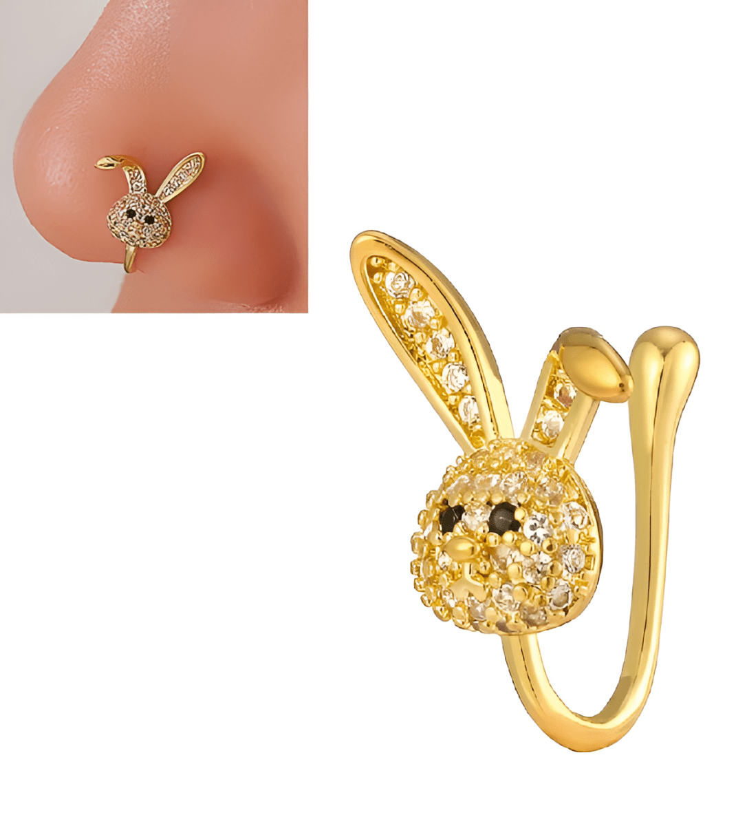 Non Piercing Elegant Nose Ring Adjustable Clip On Nose Pin with Sparkle Stone - Hanaya Store