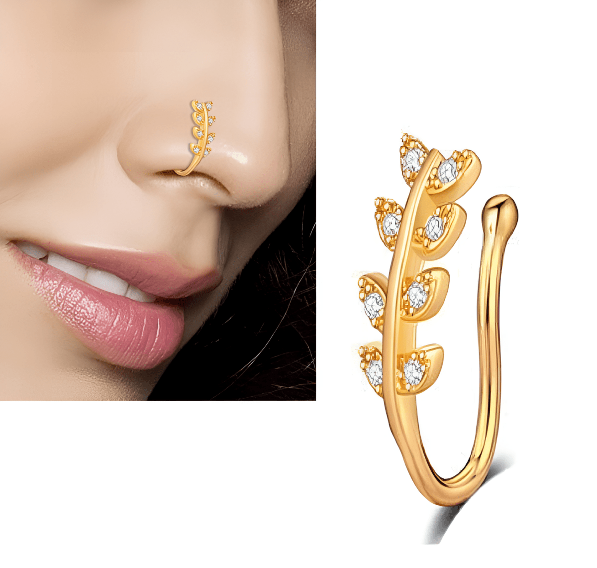 Non Piercing Fake Nose Ring Adjustable Clip On Nose Pin for Women and Girls - Hanaya Store