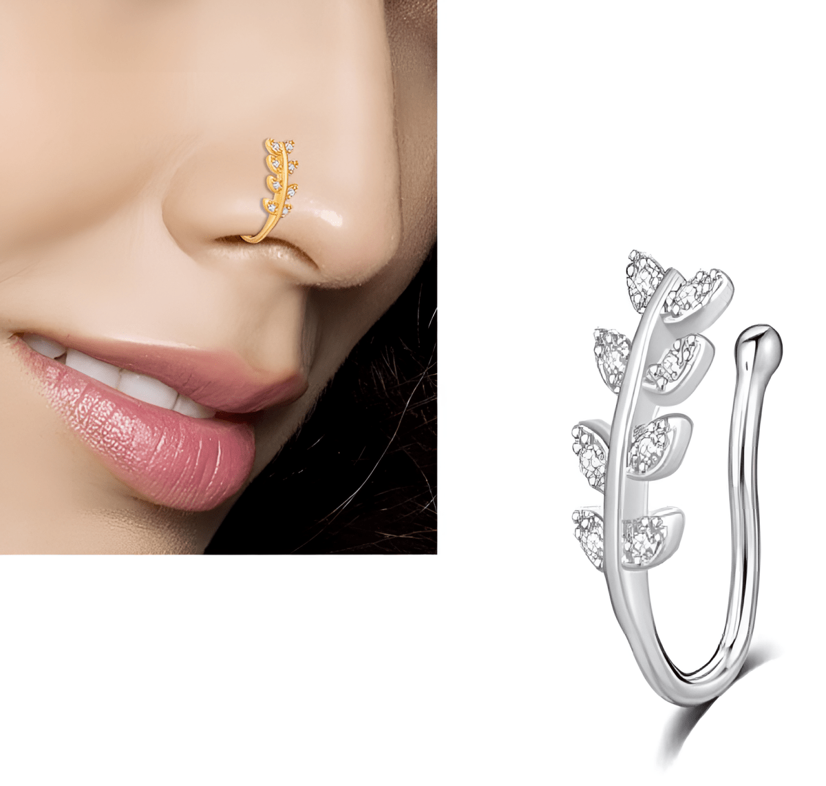 Non Piercing Fake Nose Ring Adjustable Clip On Nose Pin for Women and Girls - Hanaya Store