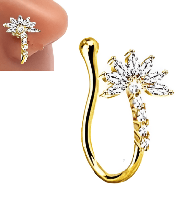 Non Piercing Heart Shaped Clip On Nose Pin Adjustable Fake Nose Ring Jewelry - Hanaya Store