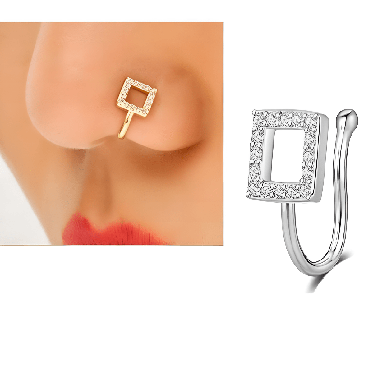 Non Piercing Nose Pin Clip On Heart Shaped Nostril Jewelry for Girls - Hanaya Store
