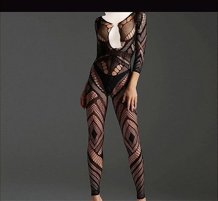 One Size Adjustable Women Breathable Jumpsuit Trend Mesh Fishnet Jumpsuit Lace Body Stockings Bodycon - image 2