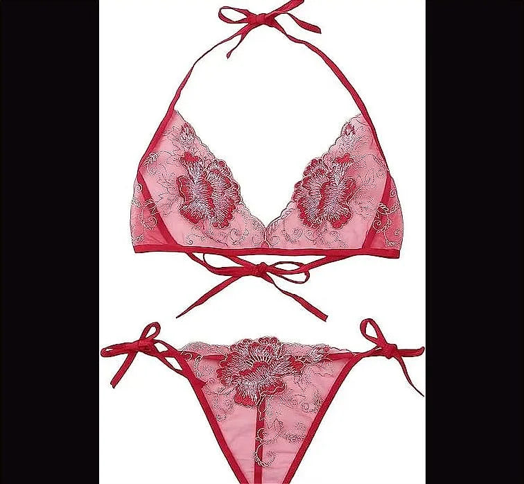 One Size Fits 40 70 Kgs Lace Up Love Heart Lingerie Set Bra Set Women Underwear Sleepwear Bikini Three Point - image 2
