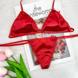 One Size Fits 40 70 Kgs Sleepwear Silk Type Bra Lingerie Set Women Underwear Bikini Three Point Set
