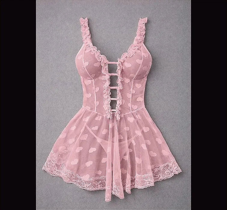 One Size Premium Nightdress Heart Love Stretch Bodycon