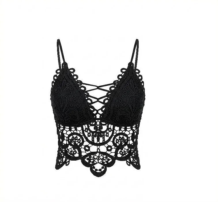 One Szie Sportswear Women's Bra Tube Tops Hollow Out Top Lace Bra Girl Outer Tank Up Women's Underwear Female - image 2