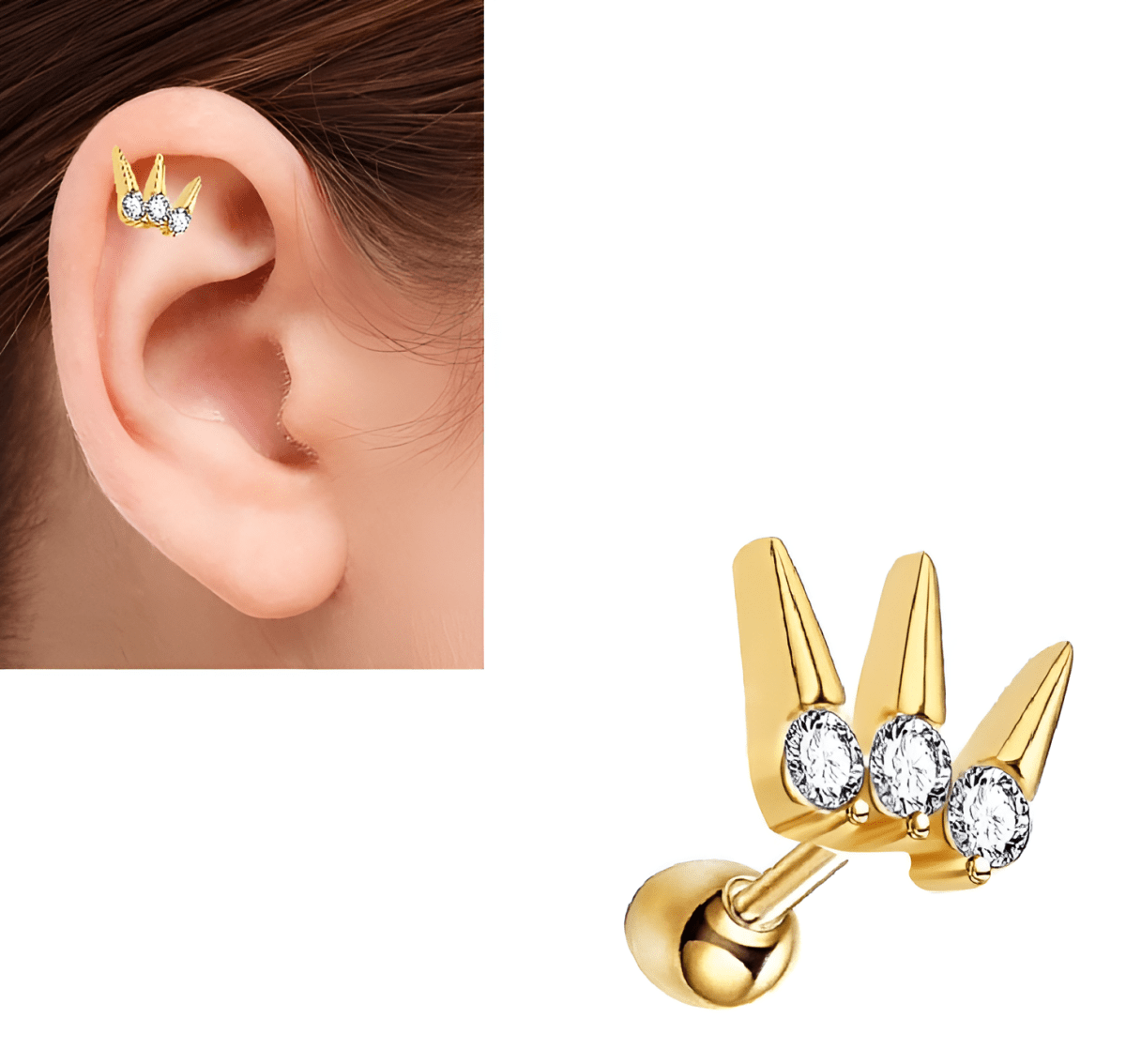 ORBITAL Piercing 1 SNUG Piece Cartilage Helix Stud DAITH Ear Piercing TRAGUS HELIX ROOK Plug Steel Earring LOBE Trendy Look - Hanaya Store