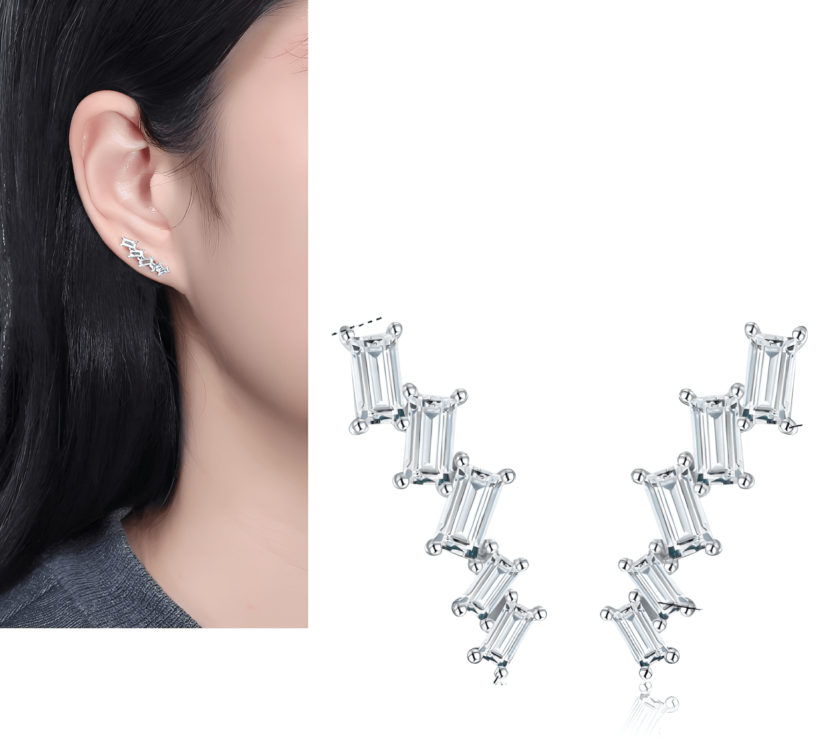 Original 18mm Sterling Silver S925 Korean Trendy Crystals 4A CZ Elegant Earring - Hanaya Store