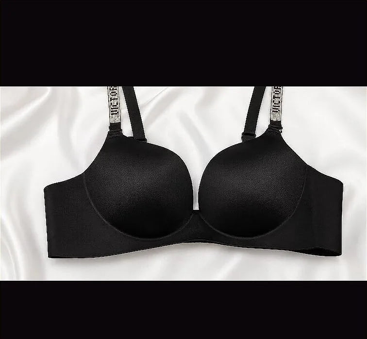 Padded Seamless Wireless Soft Bra Women's Bras Padded Seamless Wireless Crystal Strap Soft Palm Pad Design - image 2