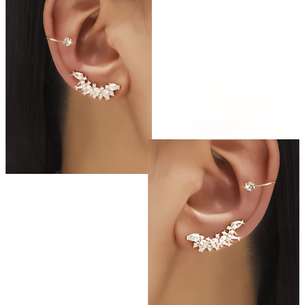 Pair of High Quality Korean 4 Pcs Style Ear Cuff Style Elegant Stylish Fashion Jewelry - Hanaya Store