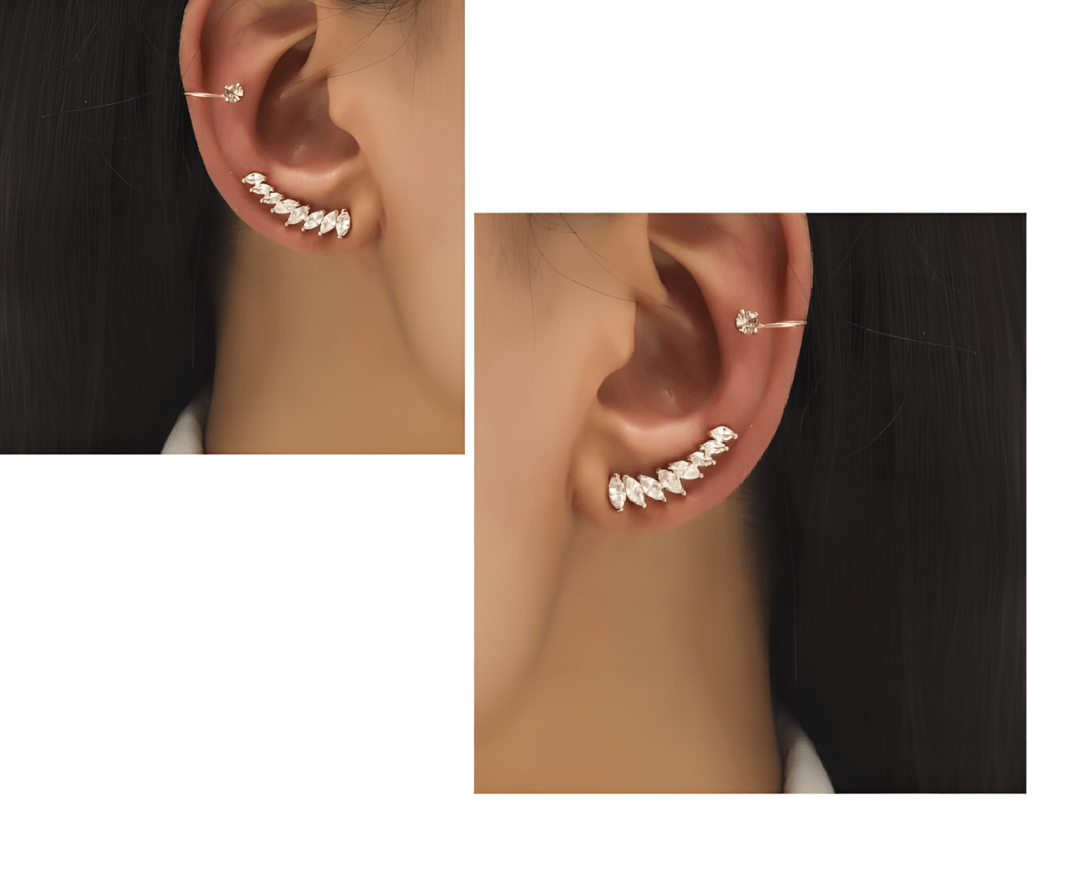 Pair of High Quality Korean 4 Pcs Style Ear Cuff Style Elegant Stylish Fashion Jewelry - Hanaya Store