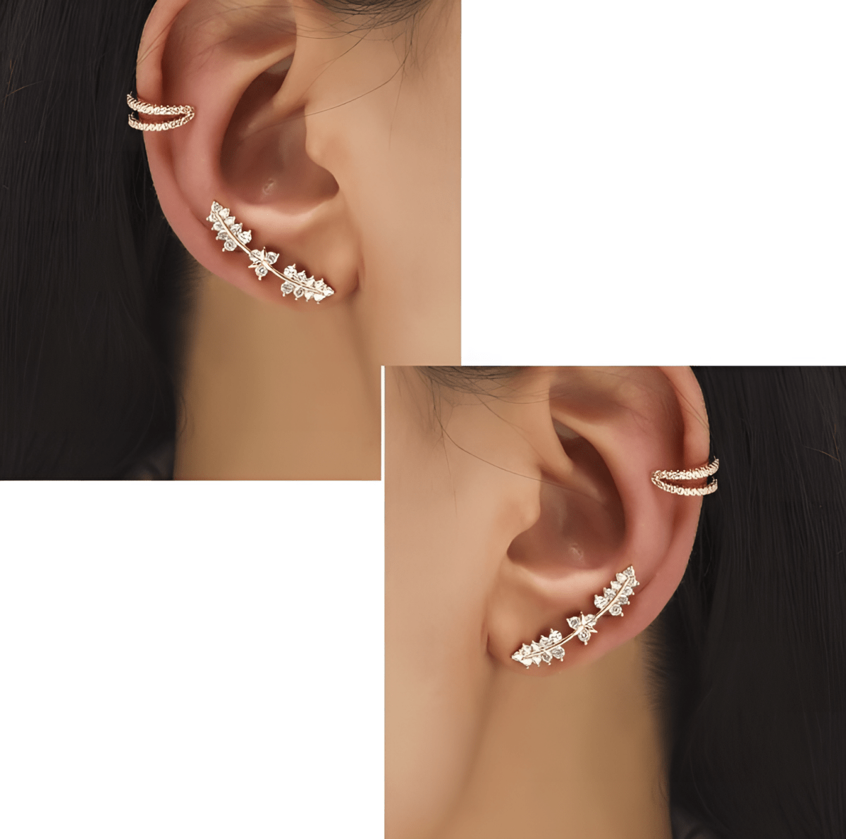 Pair of High Quality Korean 4 Pcs Style Ear Cuff Style Elegant Stylish Fashion Jewelry - Hanaya Store