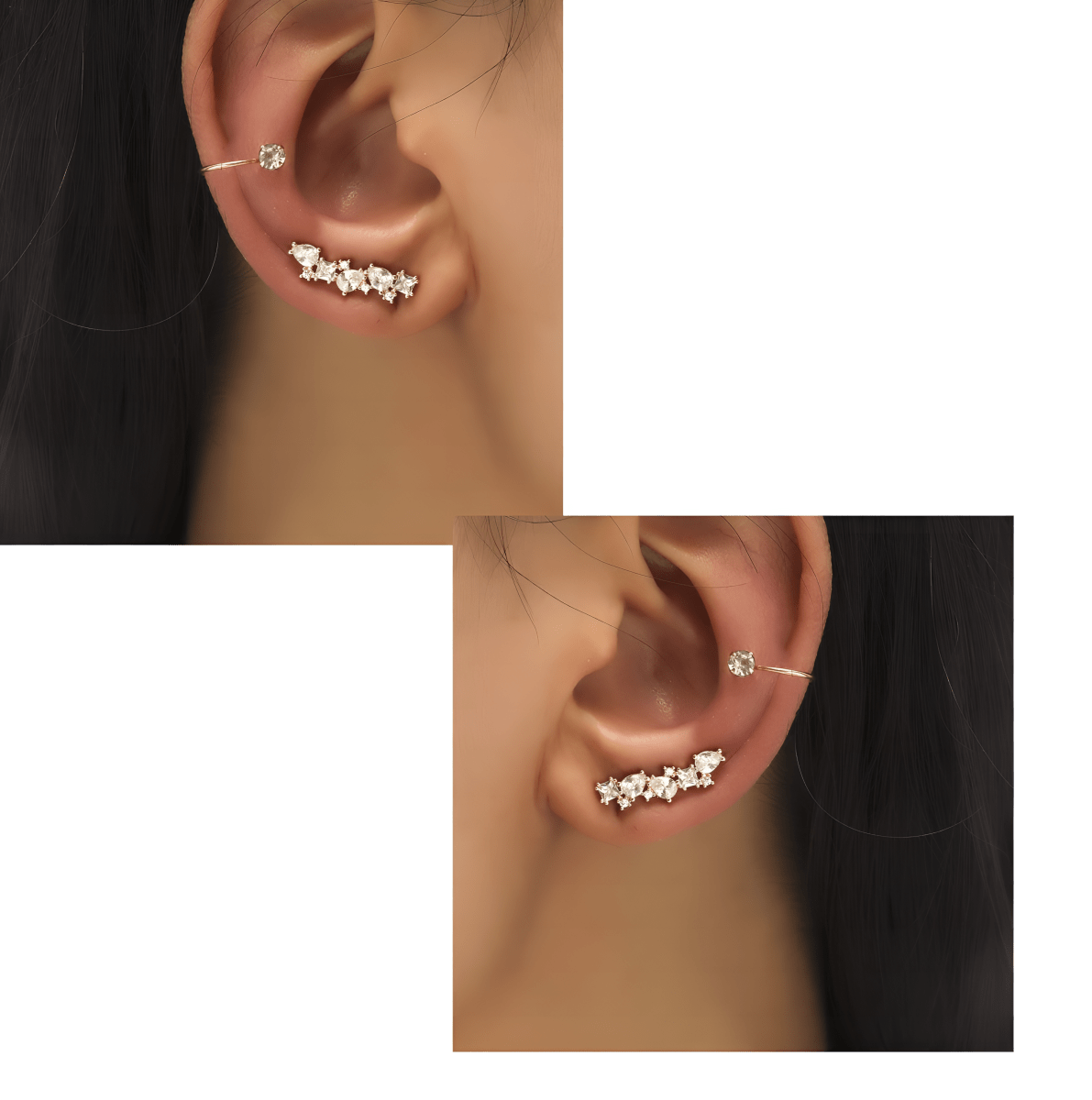 Pair of High Quality Korean 4 Pcs Style Ear Cuff Style Elegant Stylish Fashion Jewelry - Hanaya Store
