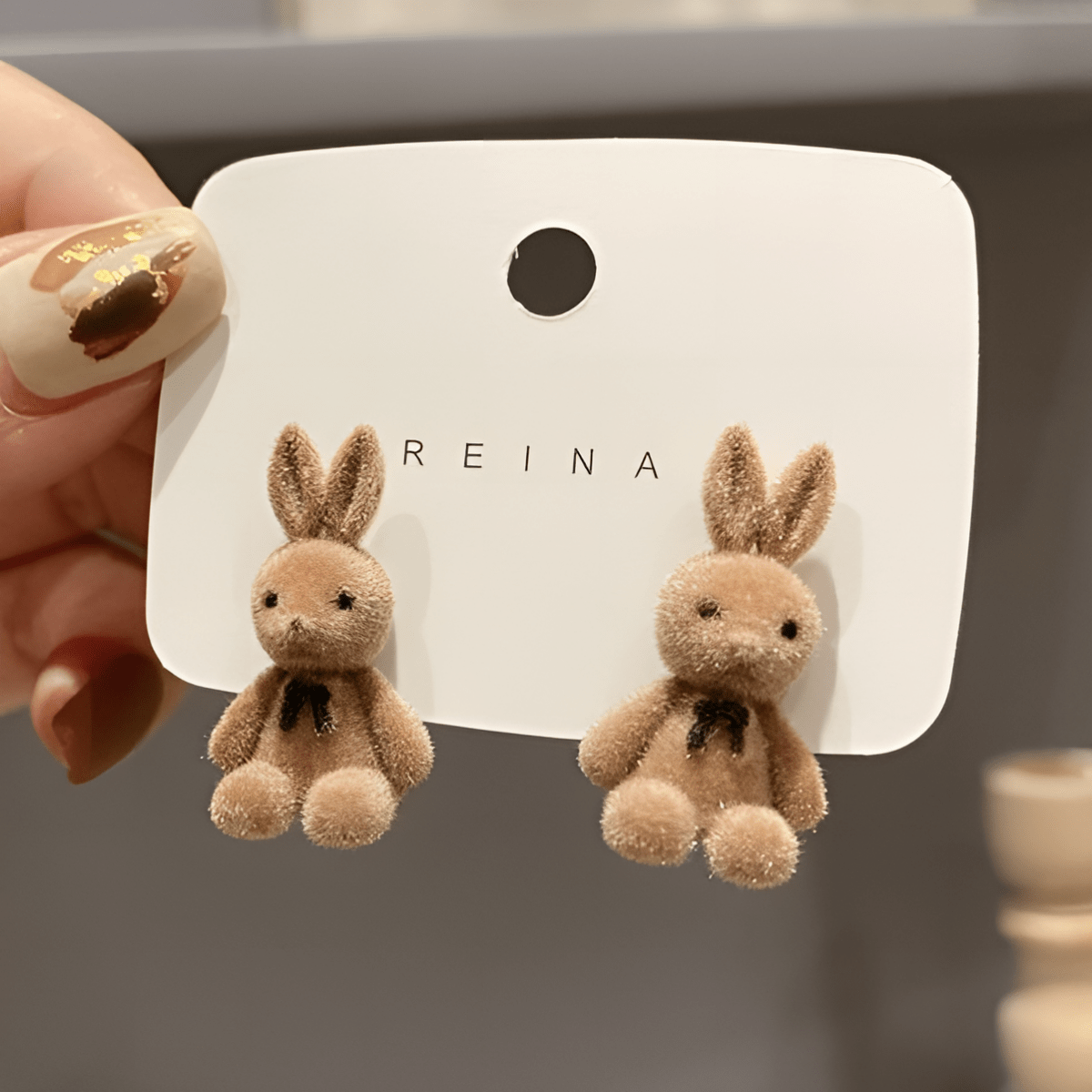 Pair of High Quality Korean Style Bunny Bear Love Earring - Hanaya Store