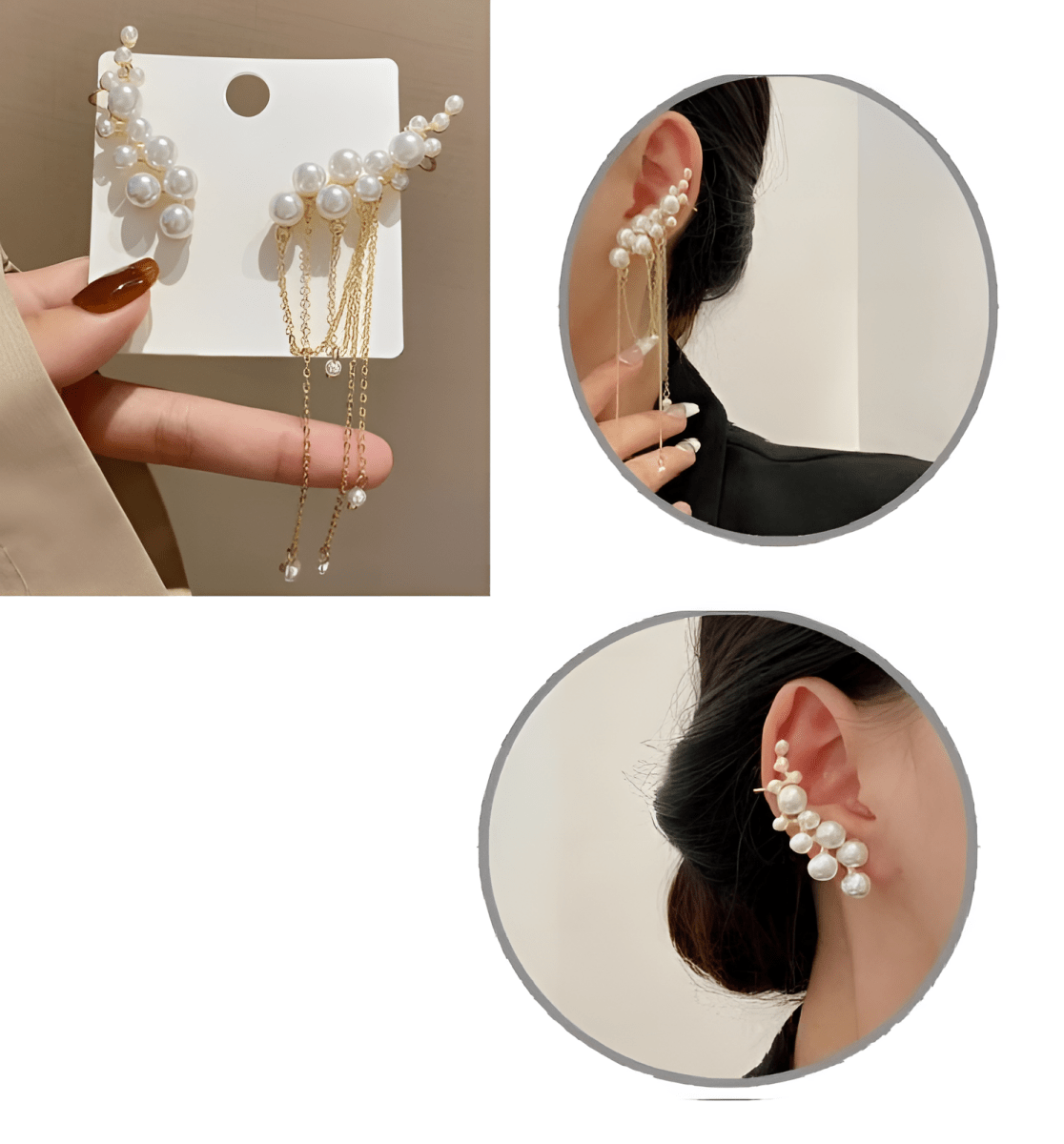 Pair of High Quality Korean Style Ear Cuff Style Elegant Stylish Asymmetrical Trendy Earrings - Hanaya Store