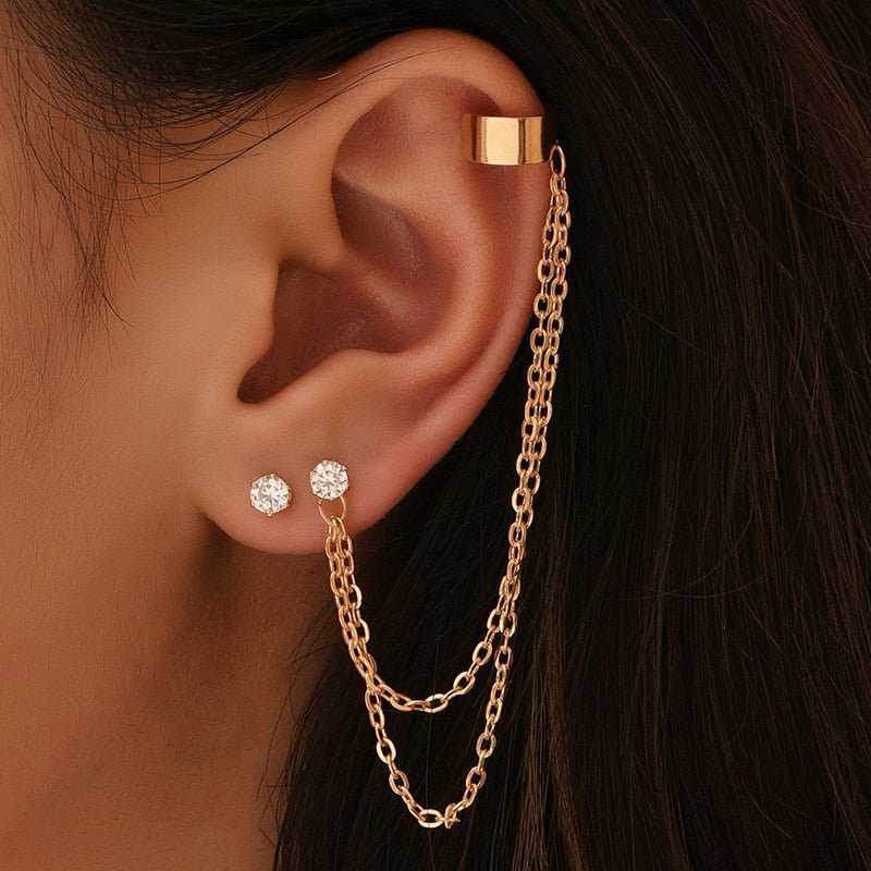 Pair of High Quality Korean Style Ear Cuff Style Elegant Stylish Classic Trendy Jewelry - Hanaya Store