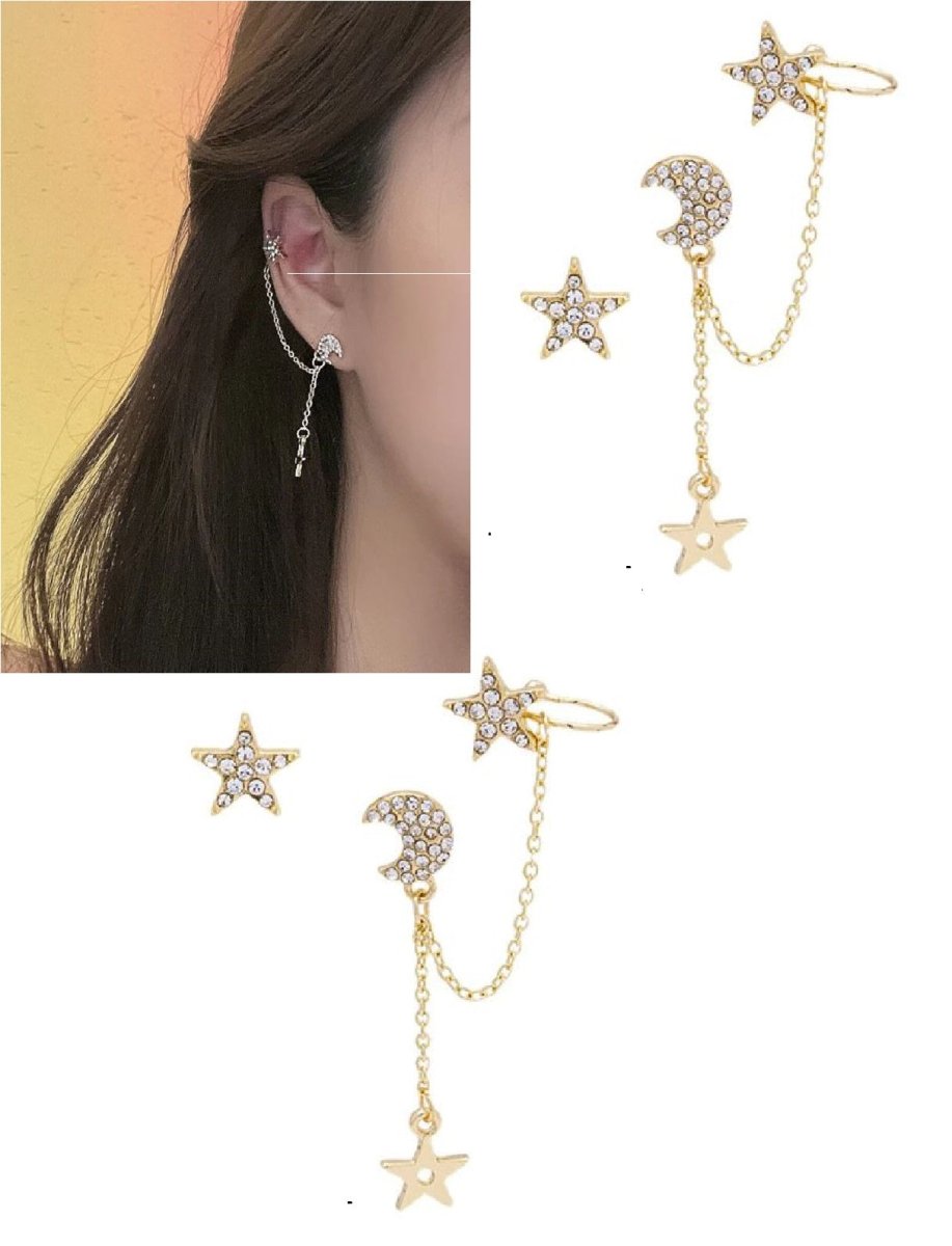 Pair of High Quality Korean Style Ear Cuff Style Elegant Stylish Earring Sparkling and Chic - Hanaya Store