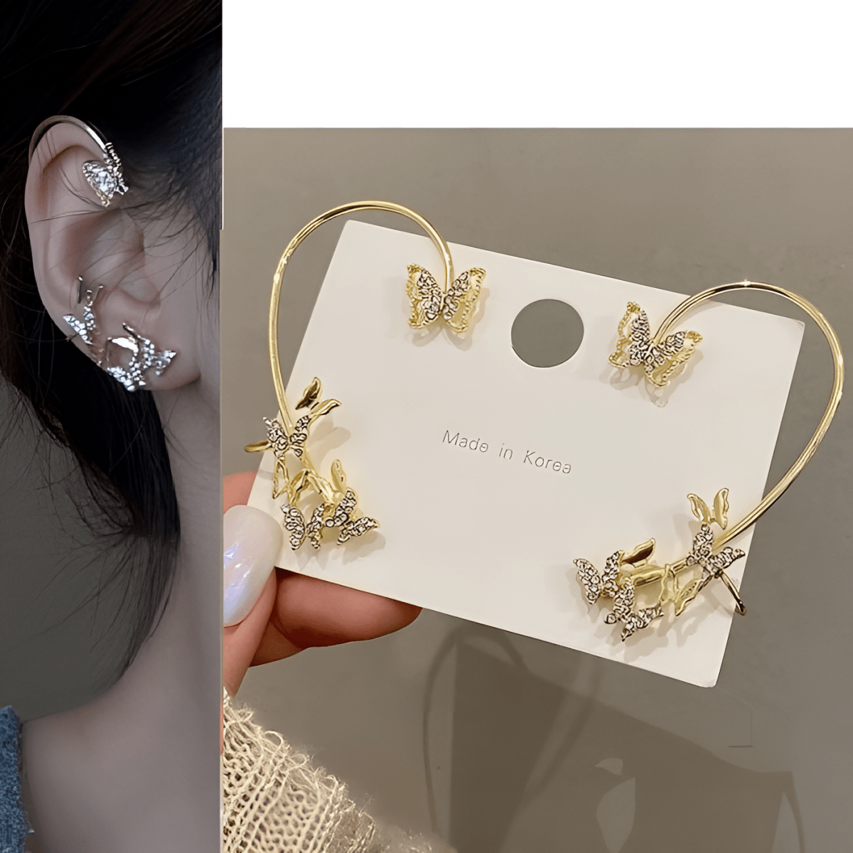 Pair of Korean Pearl Ear Clip Cuffs – Adjustable, No Piercing, Elegant High - Class Look - Hanaya Store