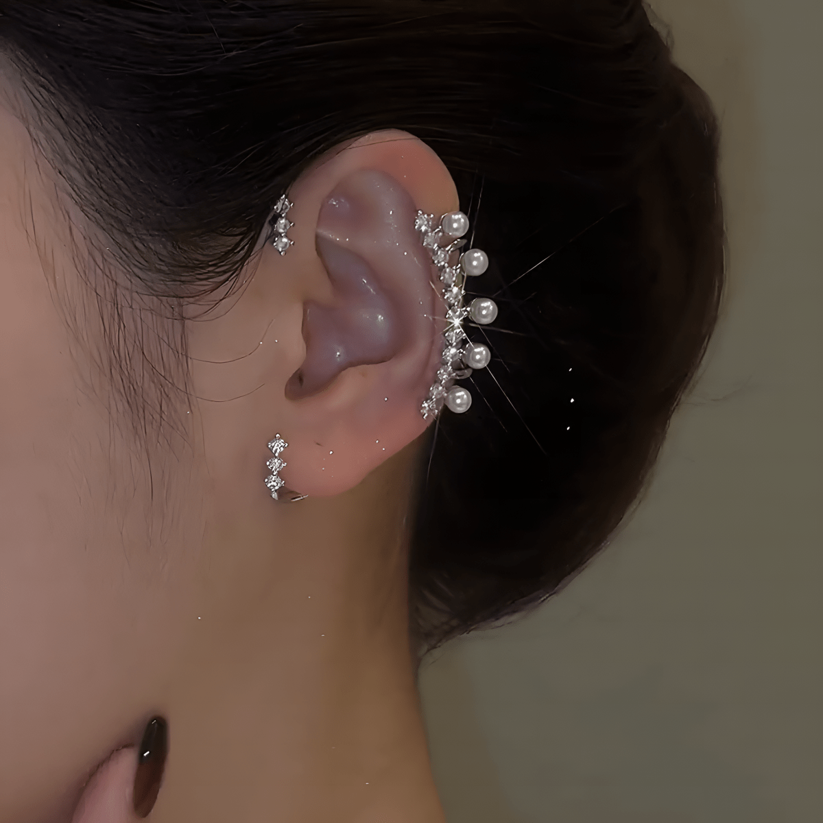 Pair of Korean Style Ear Cuff Style Elegant Stylish Earring Contemporary Trendy Jewelry - Hanaya Store
