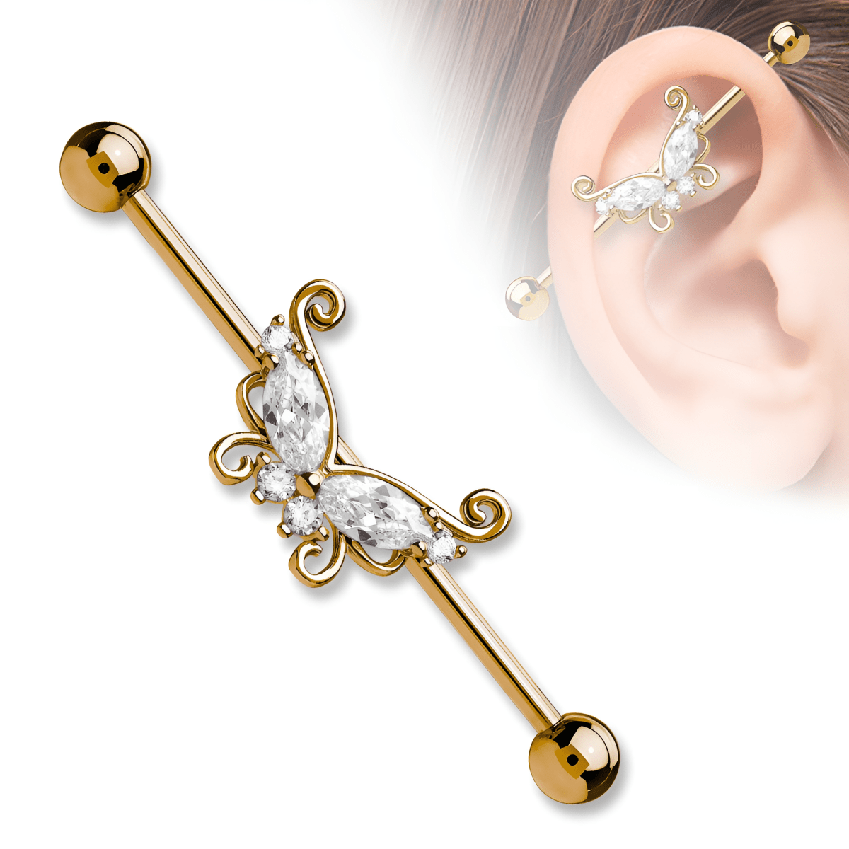 Perfect Fit Steel 38mm Ear Plug 14G Piercing Industrial Cartilage Ear Jewelry – Earrings Online in Pakistan | Hanaya