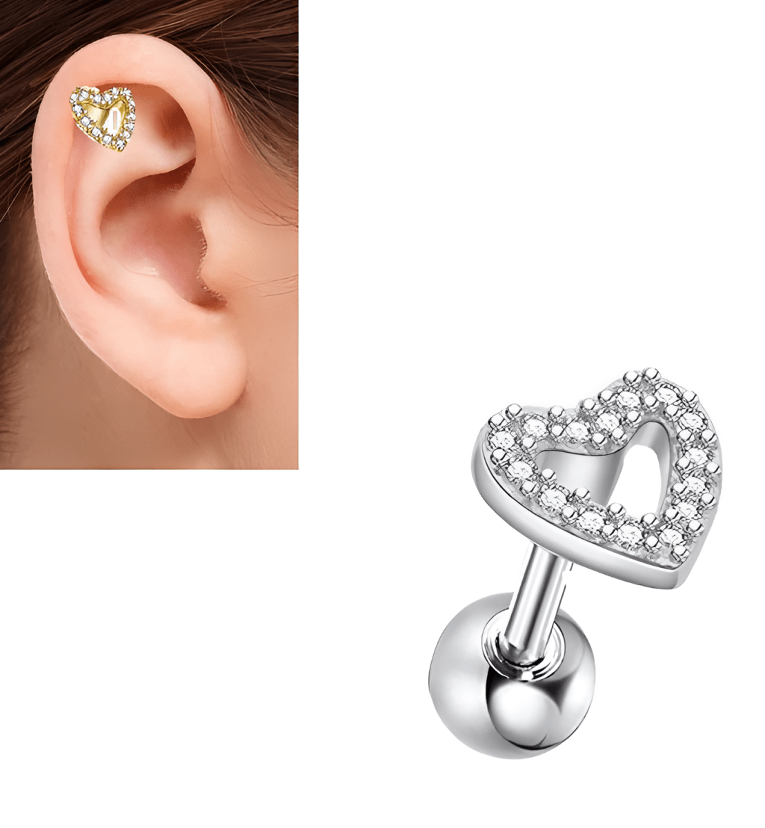 Piercing 1 HELIX Piece Cartilage Helix LOBE Stud SNUG ROOK DAITH Ear Piercing Plug Steel Earring TRAGUS Comfortable Wearing ORBITAL - Hanaya Store