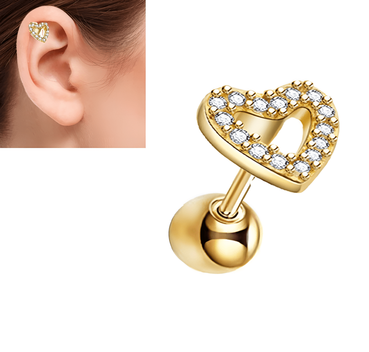 Piercing 1 HELIX Piece Cartilage Helix LOBE Stud SNUG ROOK DAITH Ear Piercing Plug Steel Earring TRAGUS Comfortable Wearing ORBITAL - Hanaya Store