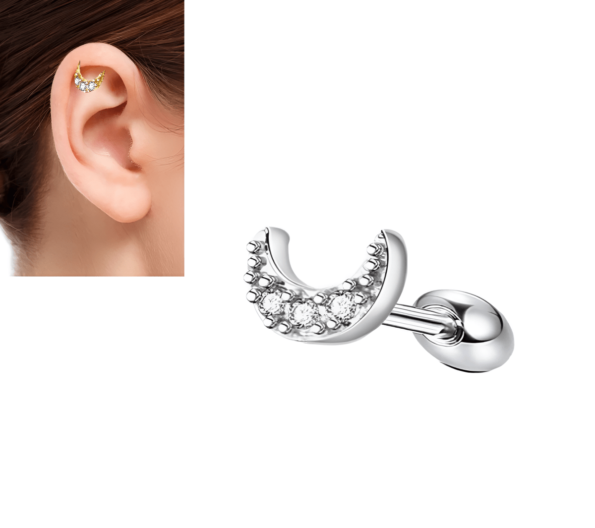 Piercing 1 ORBITAL Piece ROOK DAITH TRAGUS SNUG Cartilage Helix Stud Ear Piercing Plug Steel Earring HELIX Classic LOBE Design - Hanaya Store