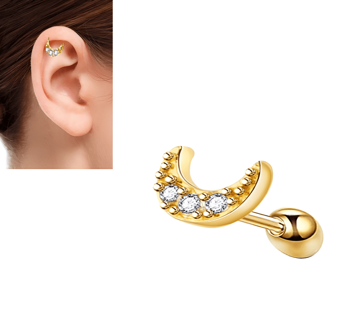 Piercing 1 ORBITAL Piece ROOK DAITH TRAGUS SNUG Cartilage Helix Stud Ear Piercing Plug Steel Earring HELIX Classic LOBE Design - Hanaya Store