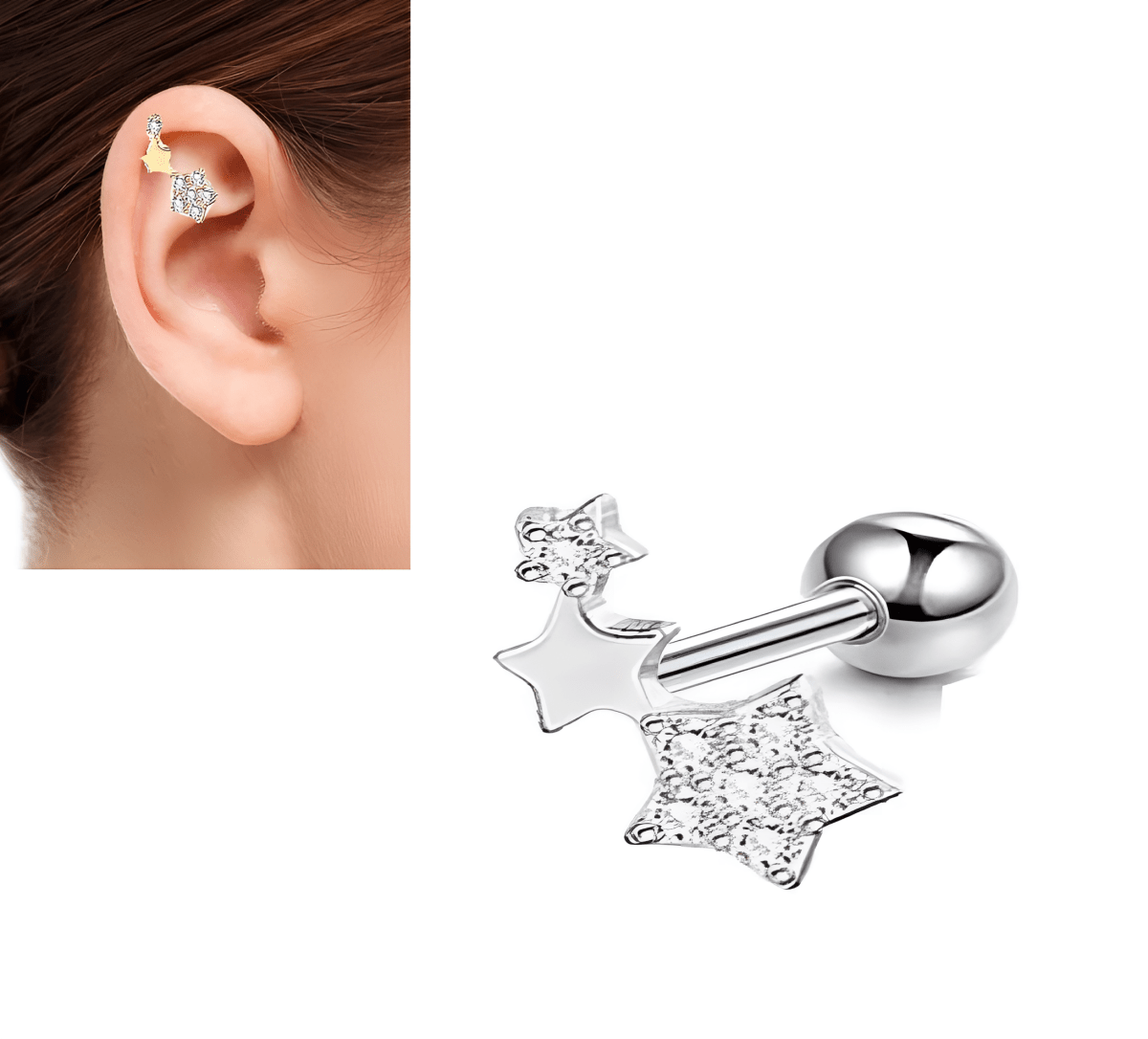 Piercing LOBE 1 Piece ROOK ORBITAL Cartilage Helix Stud Ear Piercing Plug HELIX SNUG Steel TRAGUS Earring Elegant Style DAITH - Hanaya Store