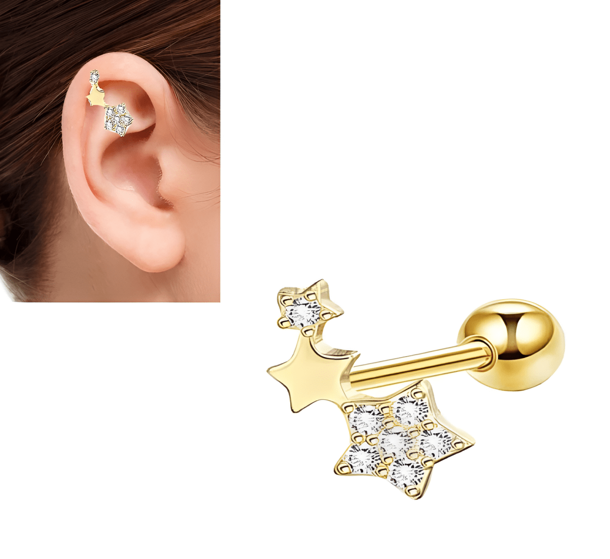 Piercing LOBE 1 Piece ROOK ORBITAL Cartilage Helix Stud Ear Piercing Plug HELIX SNUG Steel TRAGUS Earring Elegant Style DAITH - Hanaya Store