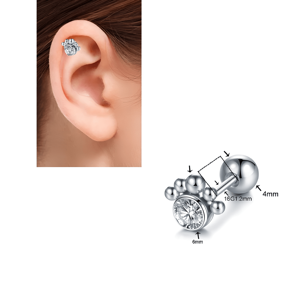 Piercing ORBITAL 1 HELIX LOBE DAITH SNUG Piece Trendy Cartilage Helix Stud ROOK Ear Piercing Plug Steel Earring TRAGUS - Hanaya Store