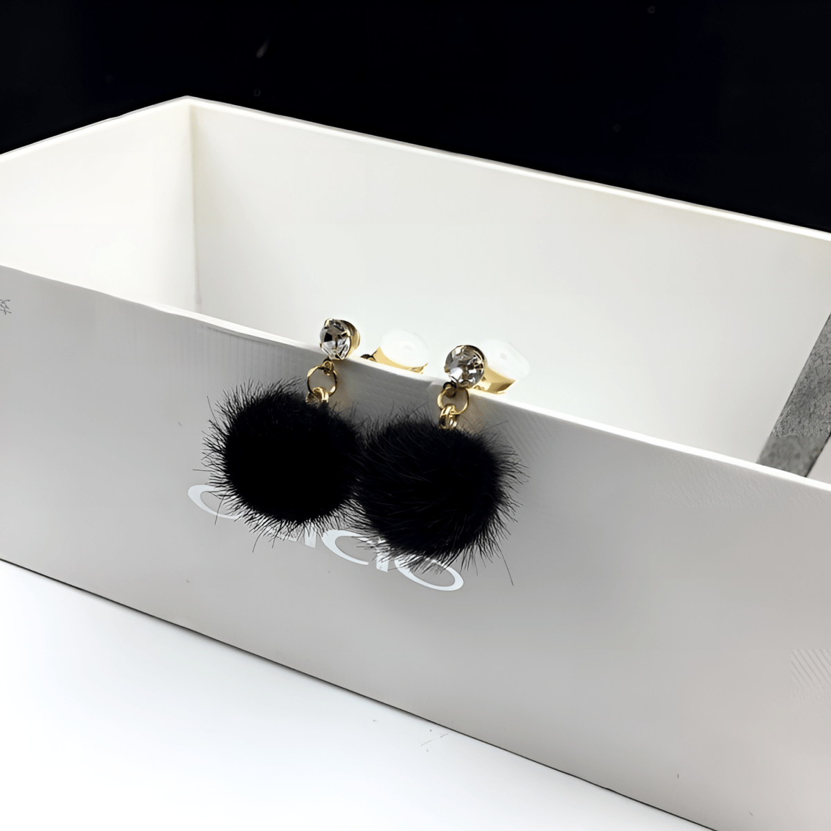 Plush Ball Crystal Pom Tassel Korean Velvet Earrings - Hanaya Store