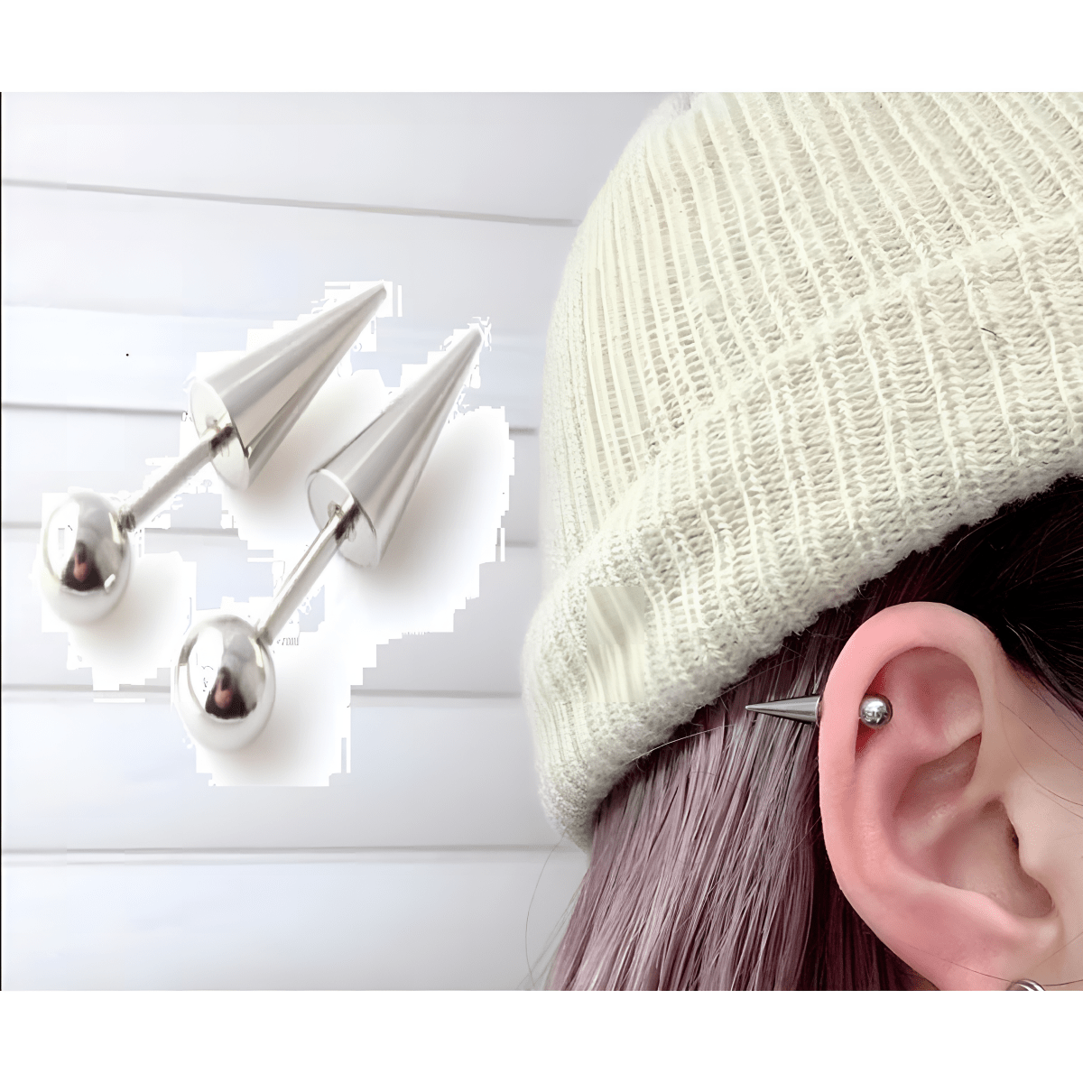 Premium 2 Pieces 1.2MM (16G) Cartilage Piercing Ball Spike Earrings - Hanaya Store