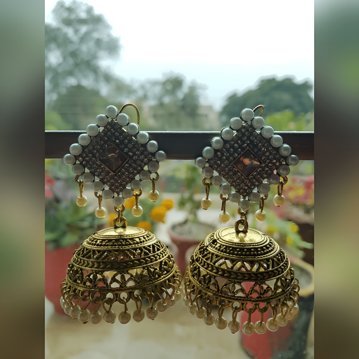Premium Big Classy Royal Party Wedding Earrings - Hanaya Store