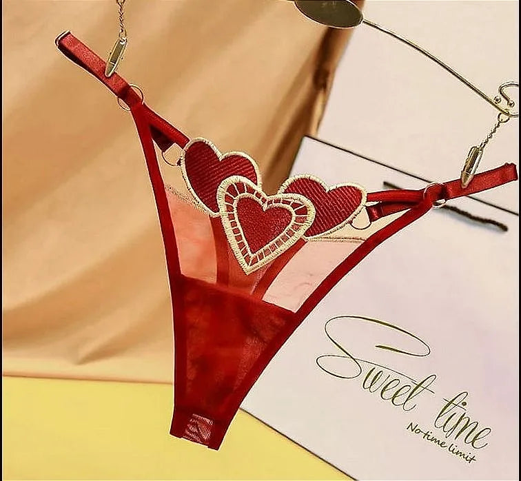Premium Breathable Seamless Heart Pattern Panty Lingerie Red Womens Underwear Sexy Panties One Size 40 75kg - image 2
