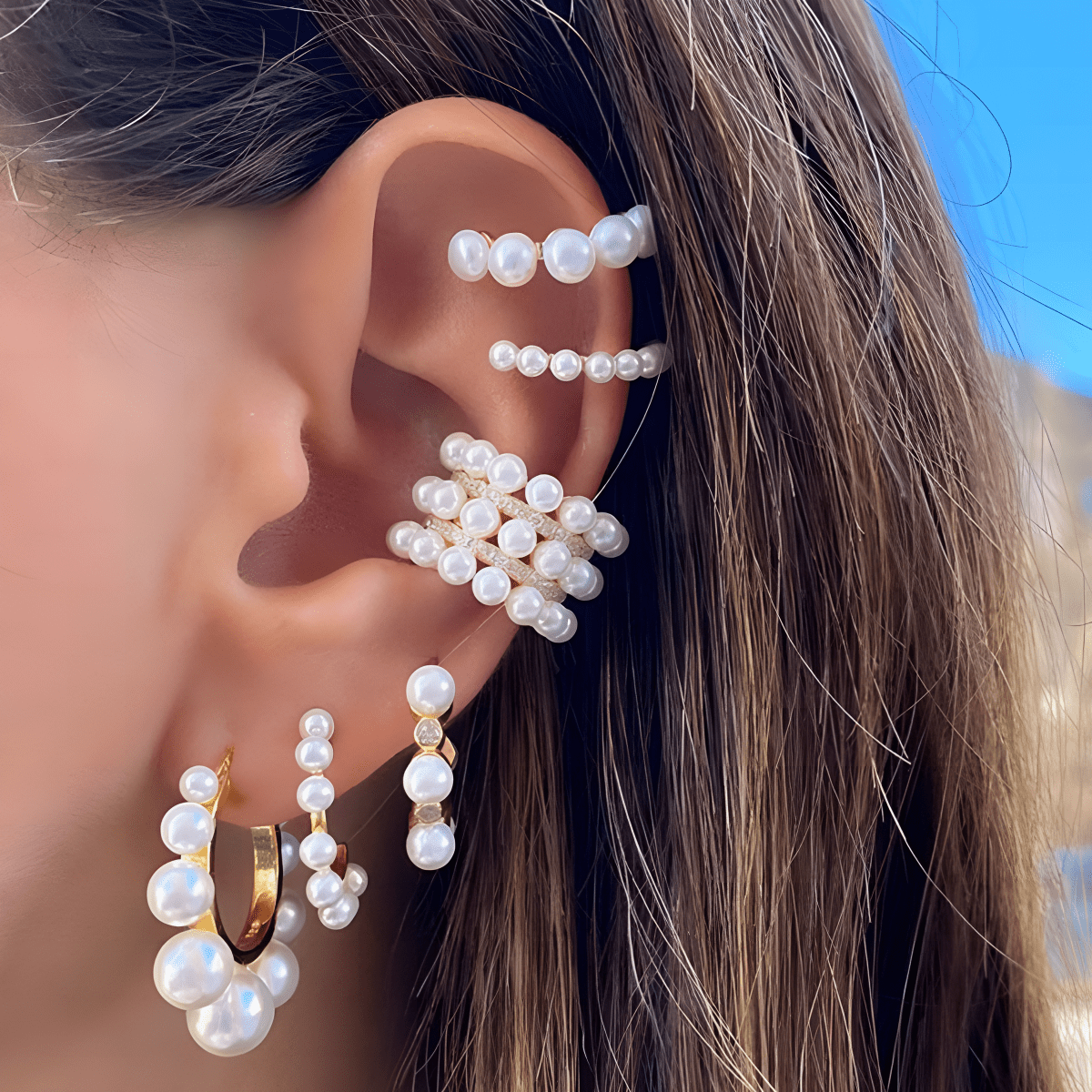 Premium Quality 6pieces/Set Piercing Royal Party Wedding Trendy Earring - Hanaya Store