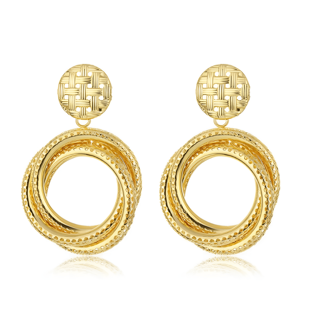 Premium Quality Big Multi Layered Circle Crystals Party Wedding Trendy Earring - Hanaya Store