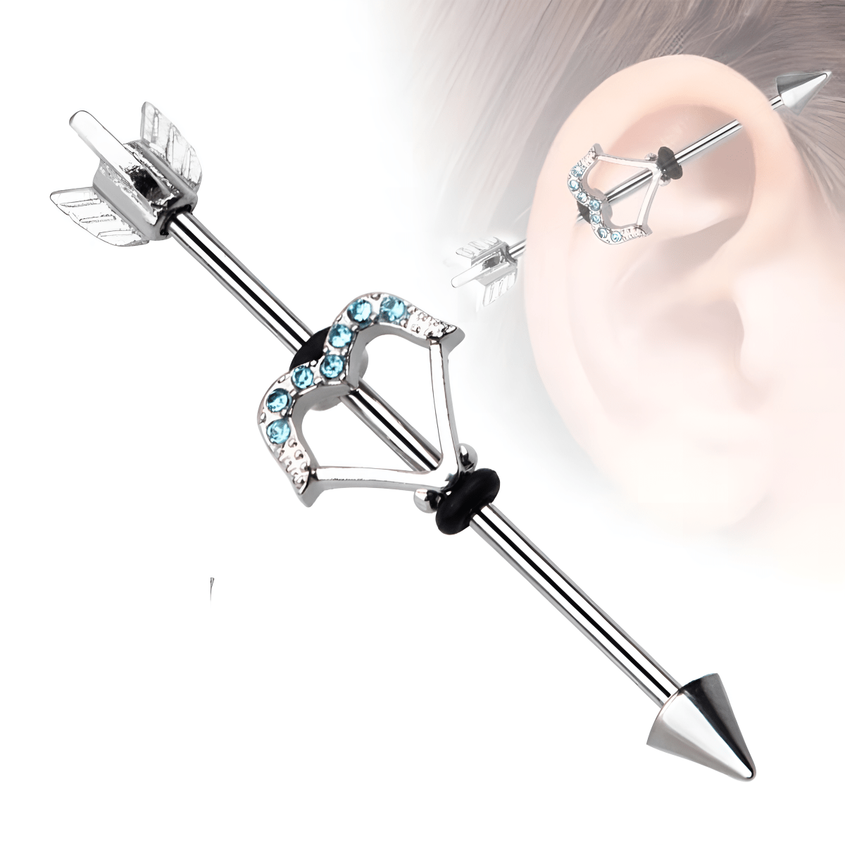 Premium Steel 38mm Ear Plug 14G Piercing Industrial Cartilage Ear Jewelry Body Jewelry - Hanaya Store