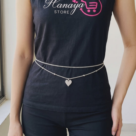 Rhinestone Heart Waist Chain Women Belt Women Belts for Frock Women – Body Chain Belly Chain Bridal Body Jewelry Pakistan | Hanaya Store video