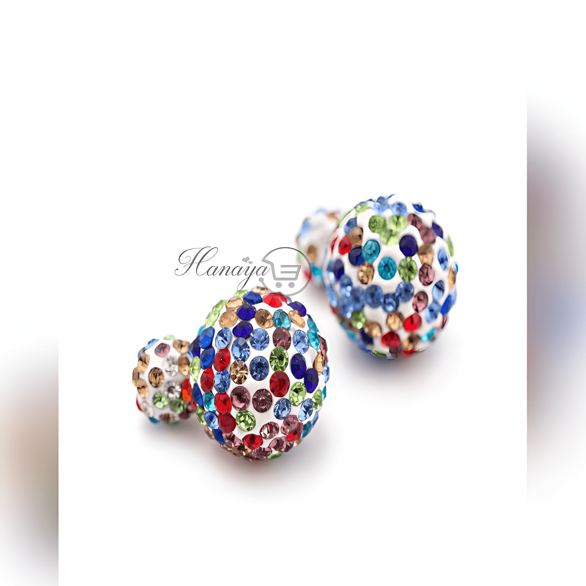 Rhinestone Double Sided Crystal Glass Stud Earring Beads Ball Earrings - Hanaya Store