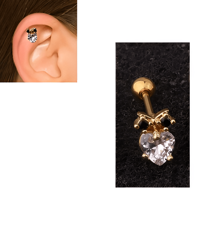 ROOK 1 ORBITAL LOBE SNUG Piece Cartilage TRAGUS HELIX Helix Cz DAITH Crystal Owl Stud Tragus Ear Piercing Plug Crystal Ear...