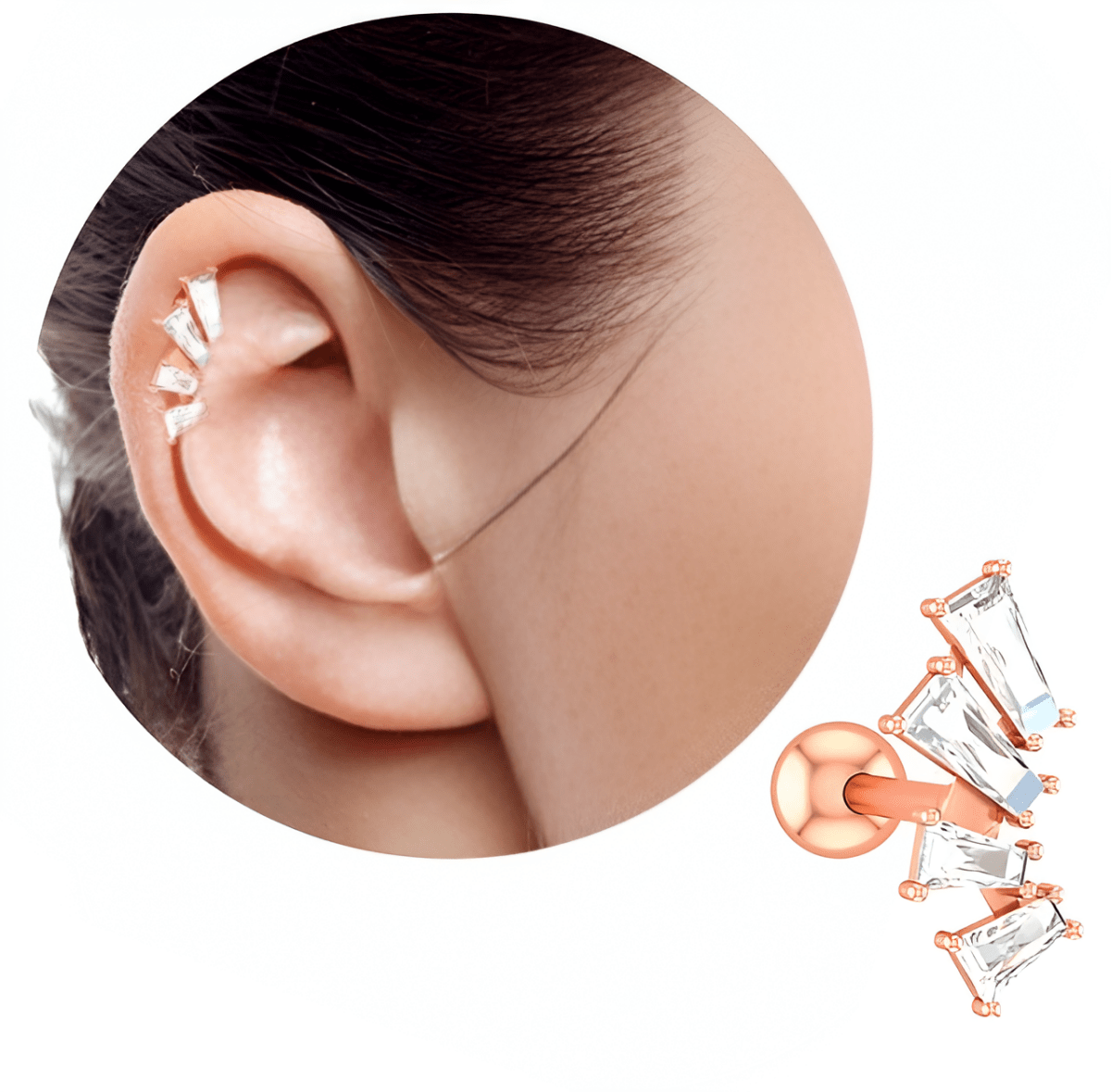 ROOK 1 Piece Cartilage TRAGUS SNUG LOBE HELIX DAITH Helix ORBITAL Stud Crystal Tragus Ear Piercing Plug Earring - Hanaya Store