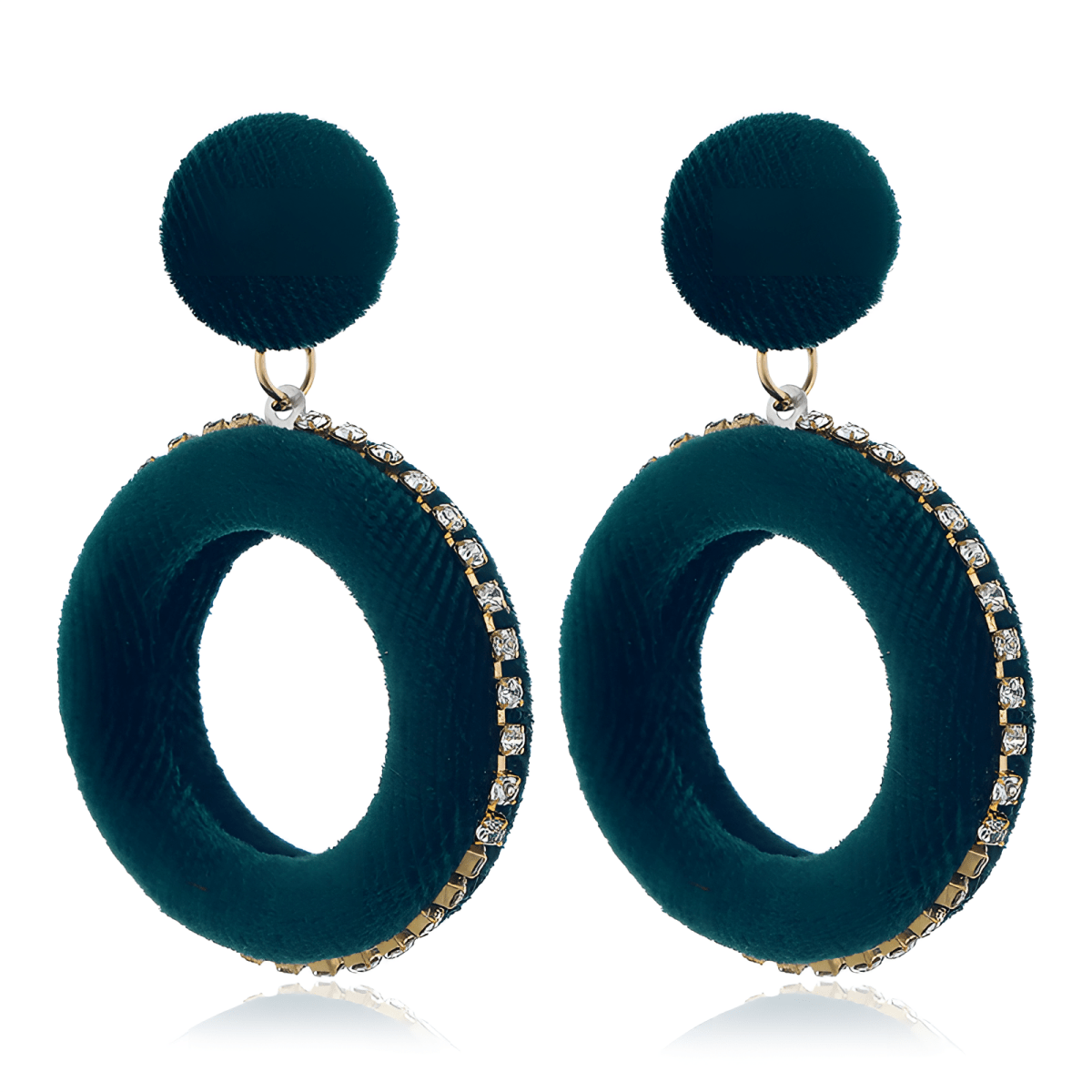 Round Velvet Crystal Classy Trendy Earrings - Hanaya Store