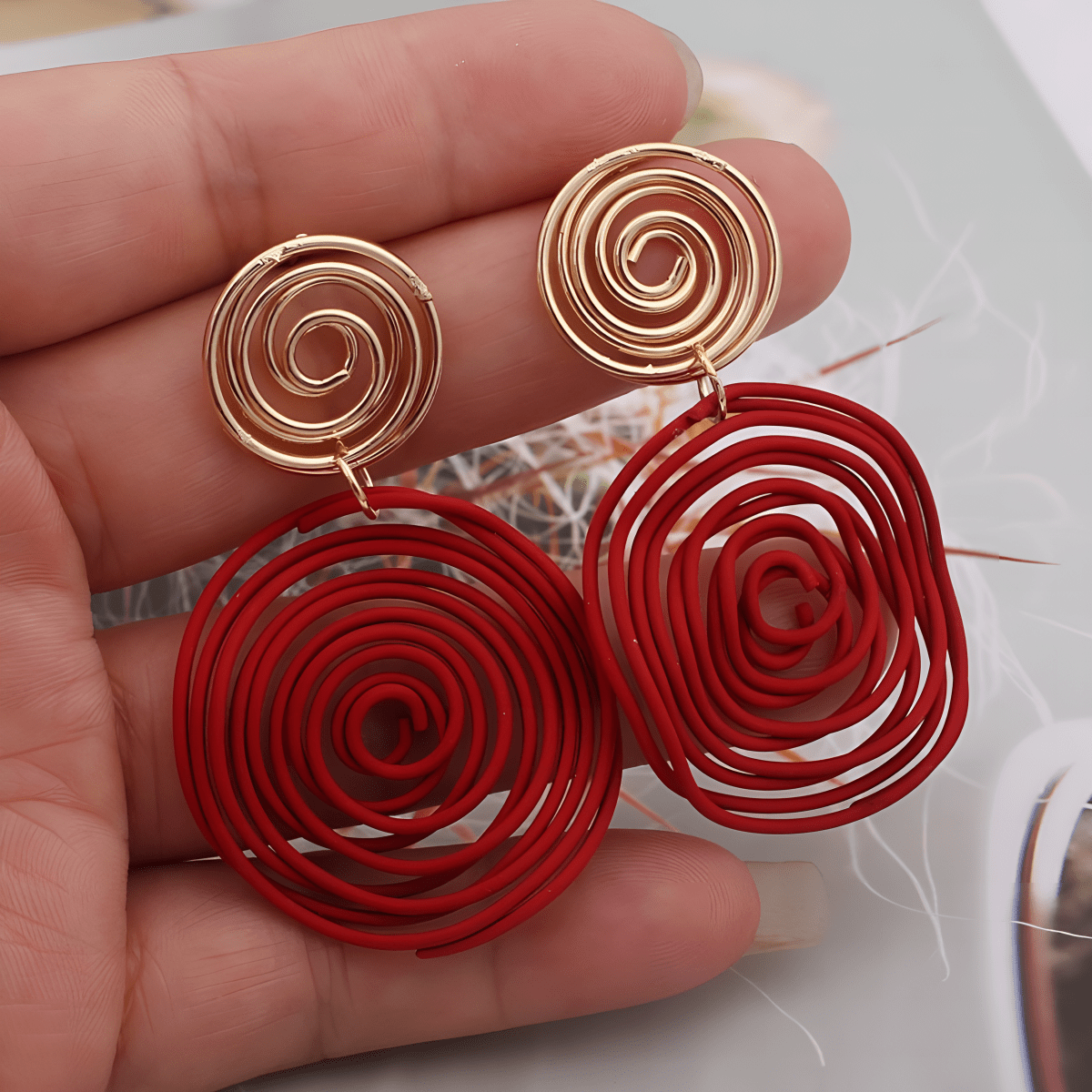 Round Wire Spiral Styled Party Wedding Trendy Earring - Hanaya Store