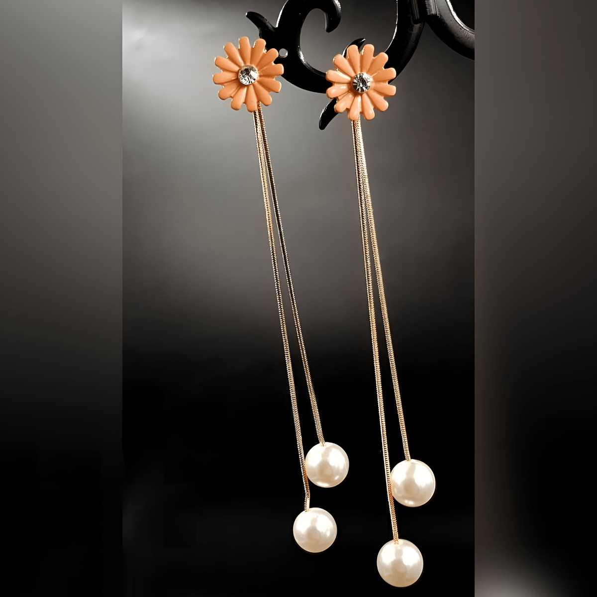 Royal Fashionable Peach Flower Style Elegant Drop Earring - Hanaya Store